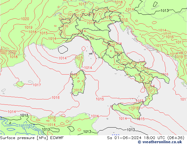 Atmosférický tlak ECMWF So 01.06.2024 18 UTC