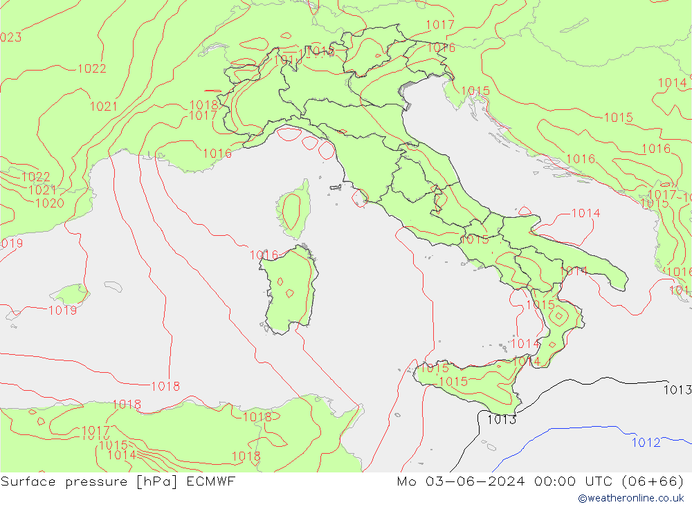 приземное давление ECMWF пн 03.06.2024 00 UTC