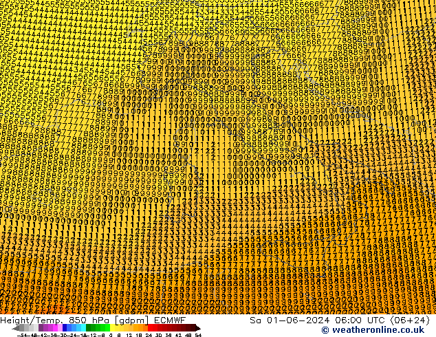 Height/Temp. 850 hPa ECMWF Sa 01.06.2024 06 UTC