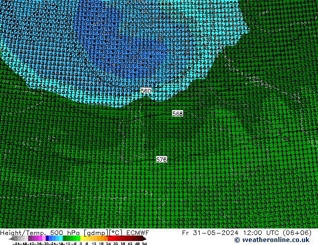 Height/Temp. 500 hPa ECMWF Fr 31.05.2024 12 UTC