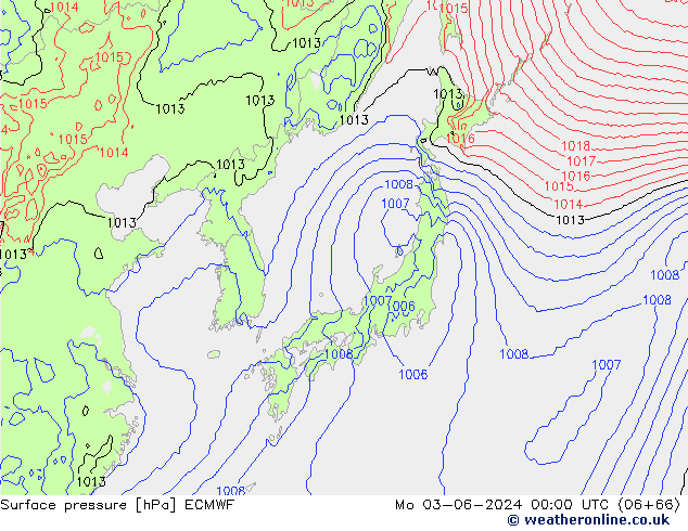 Yer basıncı ECMWF Pzt 03.06.2024 00 UTC