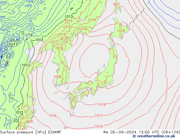 Pressione al suolo ECMWF mer 05.06.2024 12 UTC