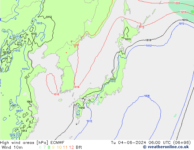 High wind areas ECMWF Tu 04.06.2024 06 UTC