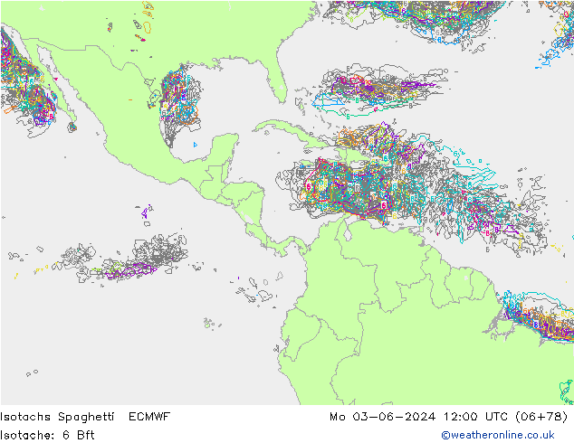 Izotacha Spaghetti ECMWF pon. 03.06.2024 12 UTC