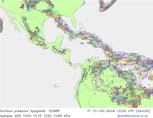 приземное давление Spaghetti ECMWF пт 31.05.2024 12 UTC