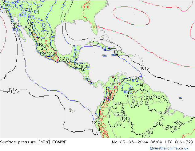 Luchtdruk (Grond) ECMWF ma 03.06.2024 06 UTC