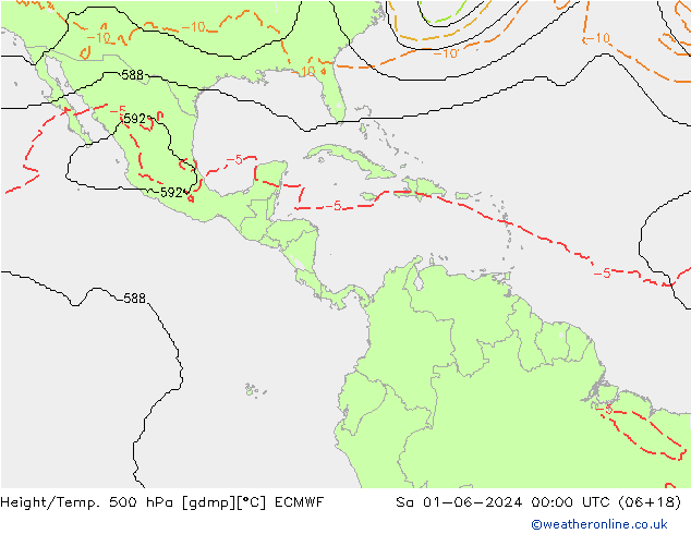 Height/Temp. 500 гПа ECMWF сб 01.06.2024 00 UTC