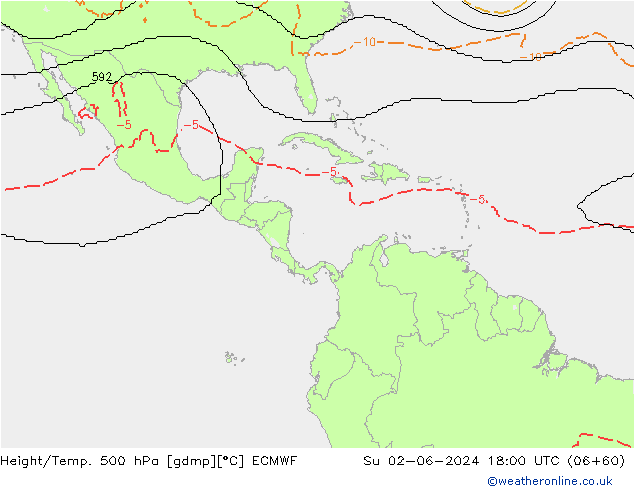 Height/Temp. 500 hPa ECMWF Su 02.06.2024 18 UTC