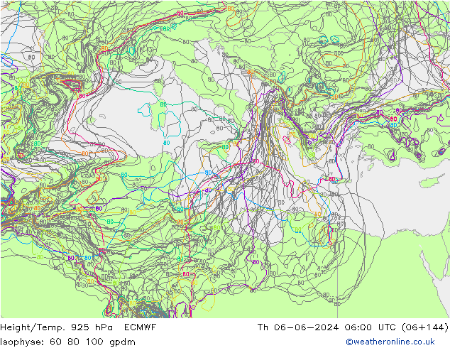 Height/Temp. 925 гПа ECMWF чт 06.06.2024 06 UTC