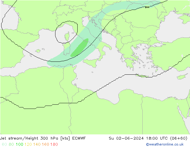 Jet stream ECMWF Dom 02.06.2024 18 UTC