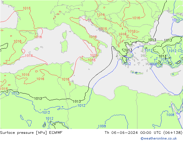 приземное давление ECMWF чт 06.06.2024 00 UTC