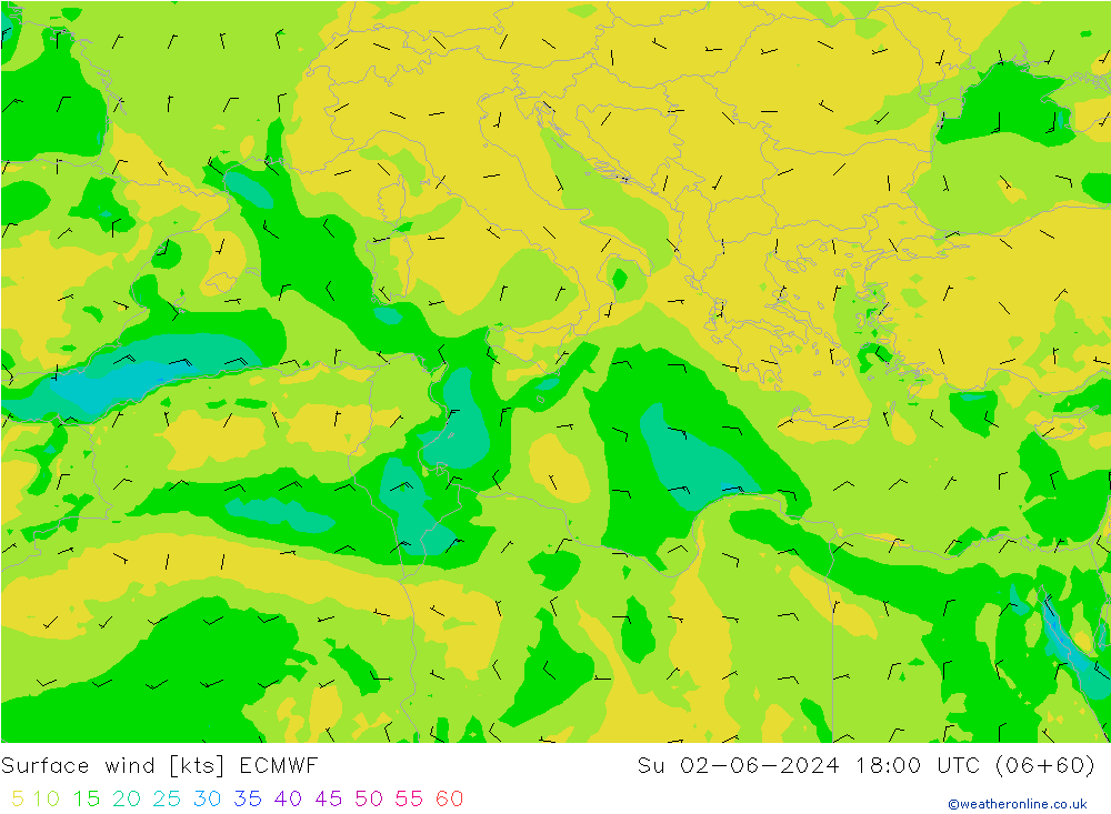 Vento 10 m ECMWF Dom 02.06.2024 18 UTC