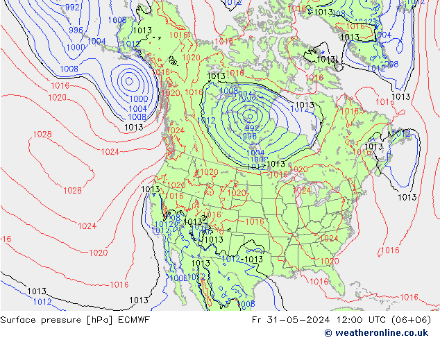 Atmosférický tlak ECMWF Pá 31.05.2024 12 UTC