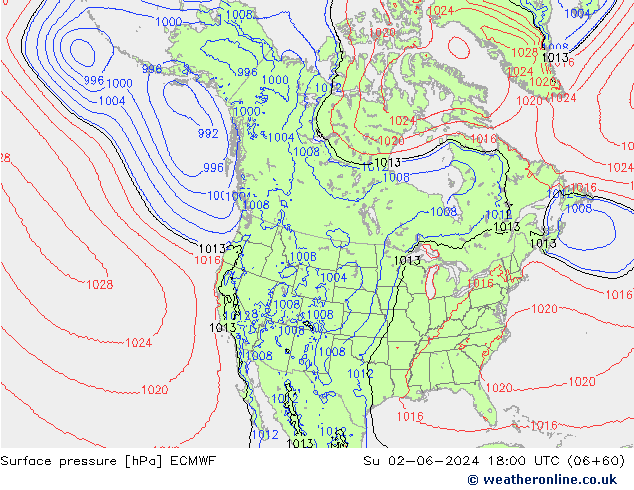 Yer basıncı ECMWF Paz 02.06.2024 18 UTC