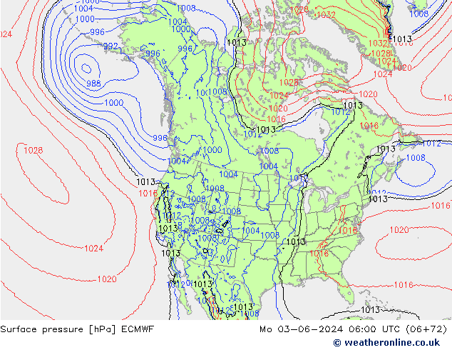 Luchtdruk (Grond) ECMWF ma 03.06.2024 06 UTC