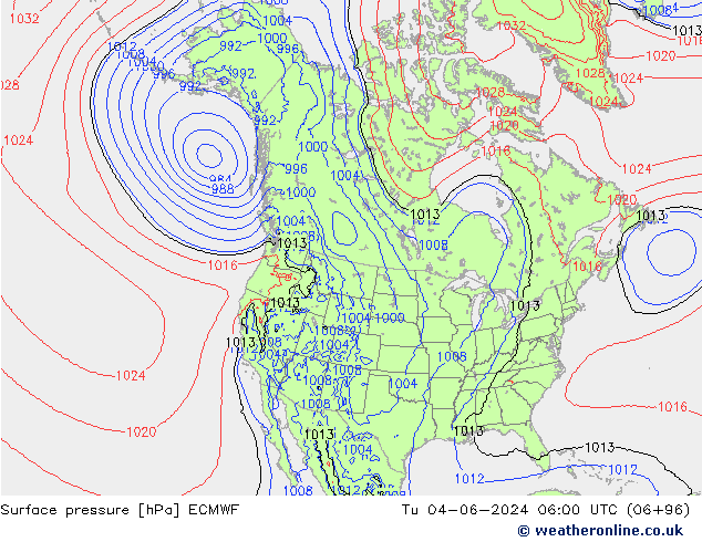 Surface pressure ECMWF Tu 04.06.2024 06 UTC