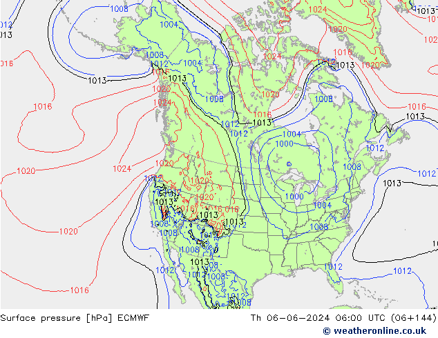 pressão do solo ECMWF Qui 06.06.2024 06 UTC