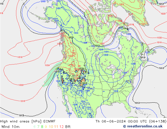 High wind areas ECMWF gio 06.06.2024 00 UTC