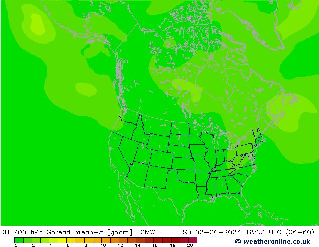 RV 700 hPa Spread ECMWF zo 02.06.2024 18 UTC