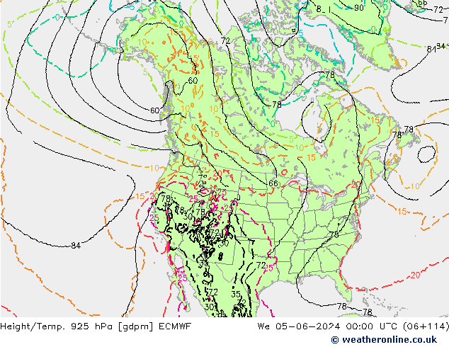 Height/Temp. 925 hPa ECMWF Qua 05.06.2024 00 UTC