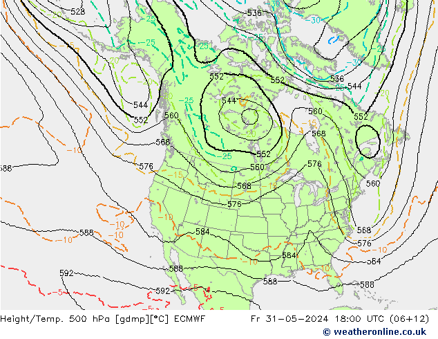 Geop./Temp. 500 hPa ECMWF vie 31.05.2024 18 UTC