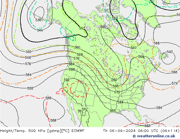 Yükseklik/Sıc. 500 hPa ECMWF Per 06.06.2024 06 UTC