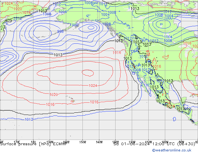 Pressione al suolo ECMWF sab 01.06.2024 12 UTC