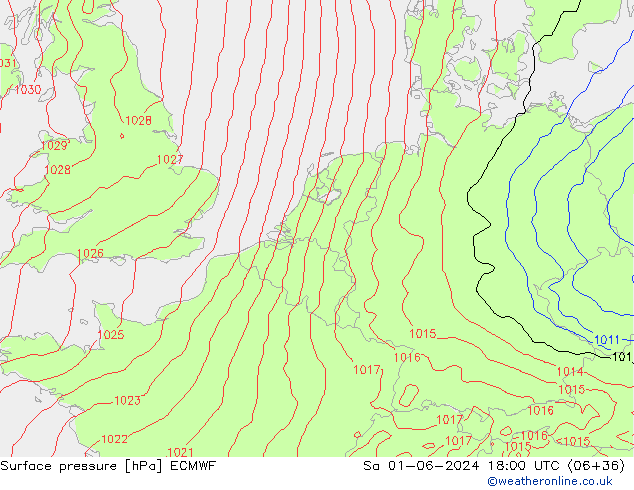 Luchtdruk (Grond) ECMWF za 01.06.2024 18 UTC