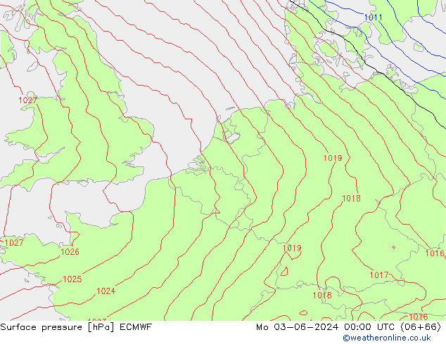 приземное давление ECMWF пн 03.06.2024 00 UTC