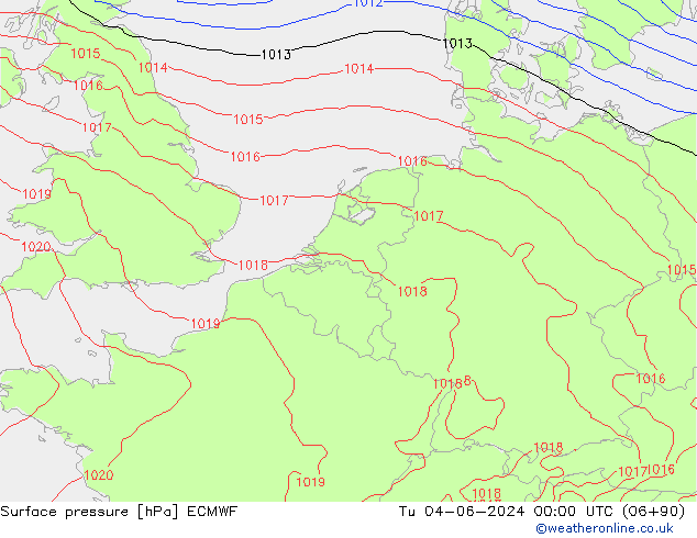 Presión superficial ECMWF mar 04.06.2024 00 UTC