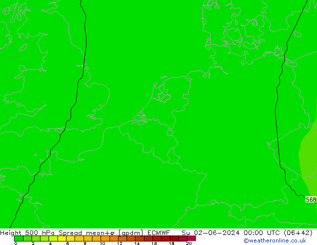 Geop. 500 hPa Spread ECMWF dom 02.06.2024 00 UTC