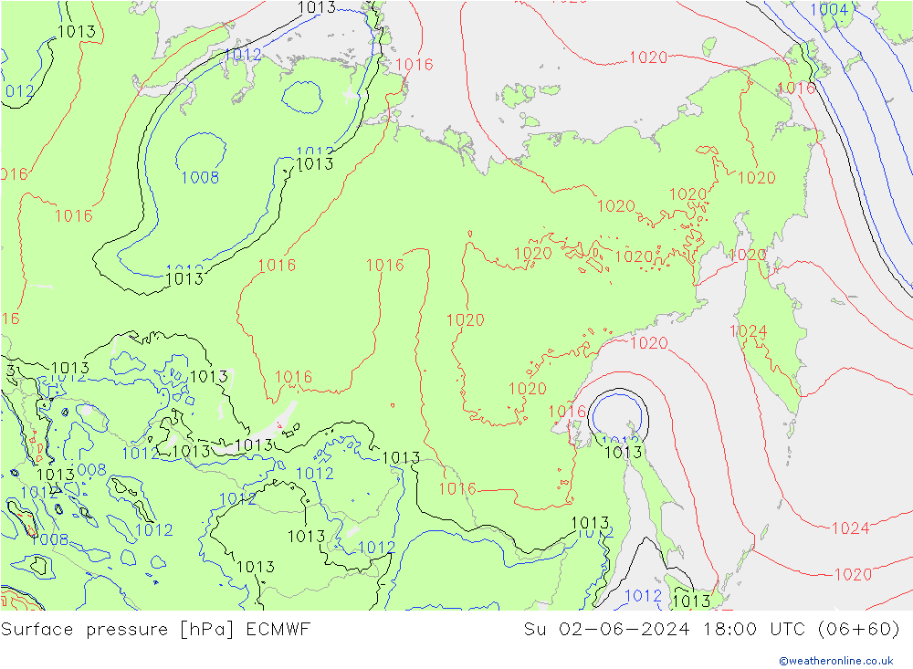 Surface pressure ECMWF Su 02.06.2024 18 UTC