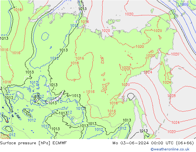 Surface pressure ECMWF Mo 03.06.2024 00 UTC