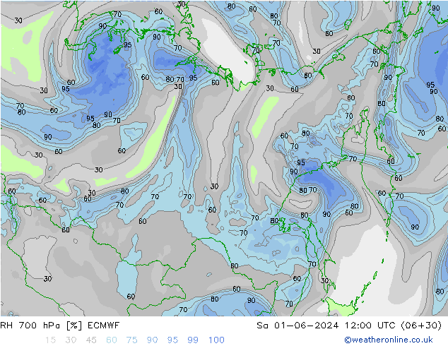 RH 700 hPa ECMWF Sa 01.06.2024 12 UTC