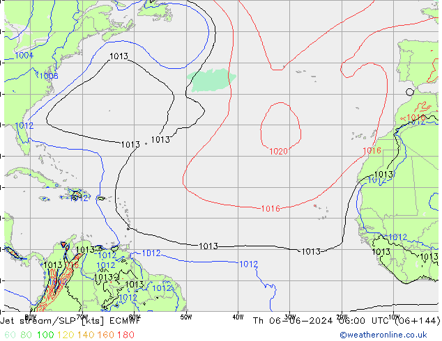 Jet stream/SLP ECMWF Th 06.06.2024 06 UTC