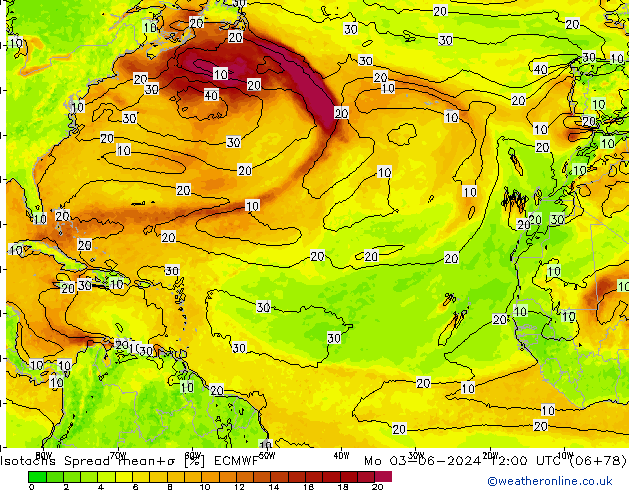 Isotachs Spread ECMWF Mo 03.06.2024 12 UTC