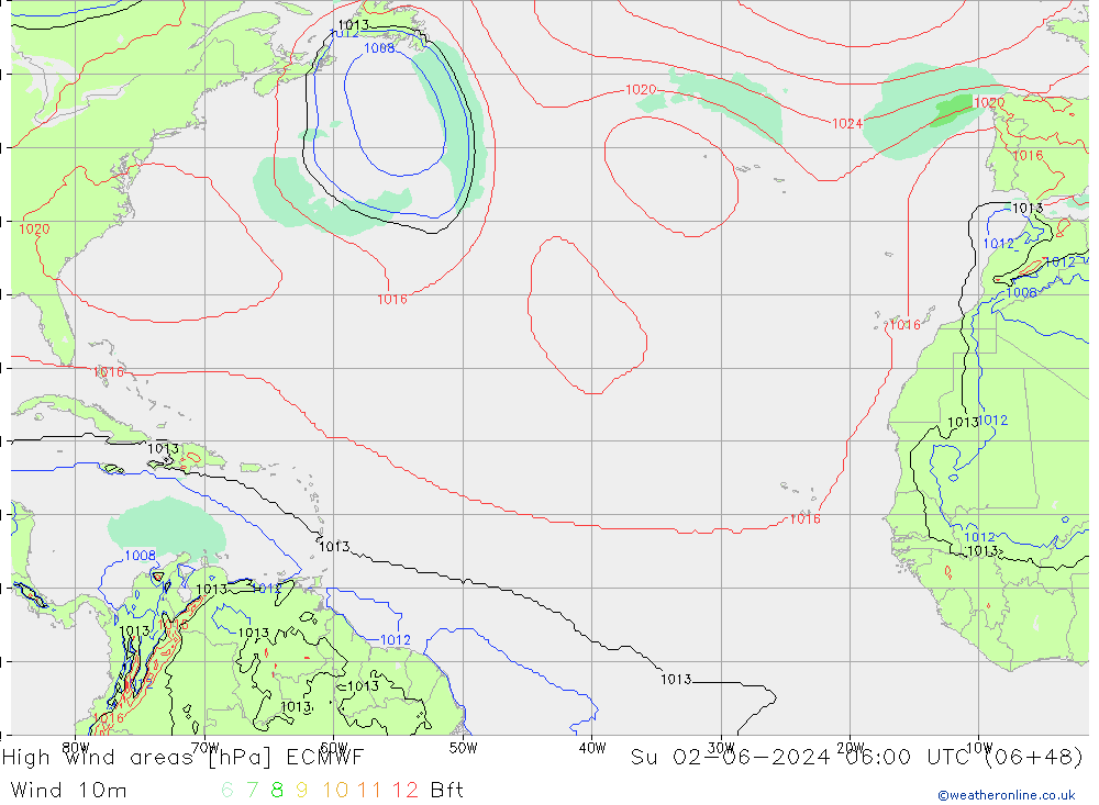 High wind areas ECMWF Su 02.06.2024 06 UTC