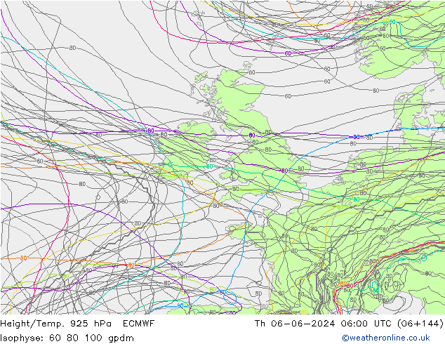 Yükseklik/Sıc. 925 hPa ECMWF Per 06.06.2024 06 UTC