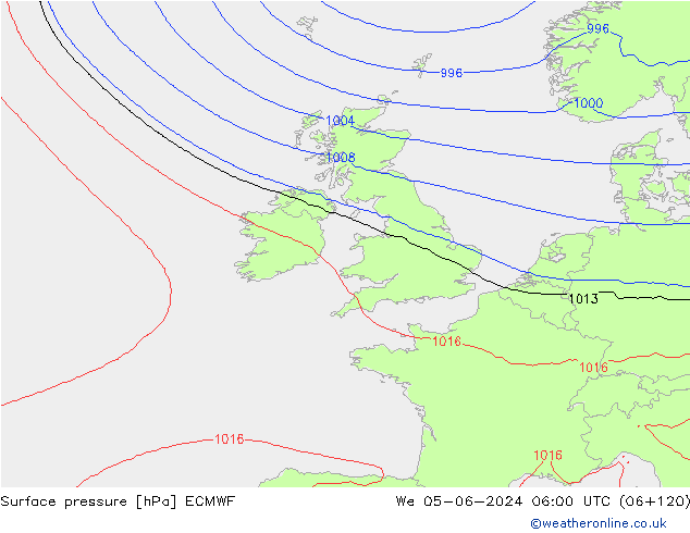 Bodendruck ECMWF Mi 05.06.2024 06 UTC