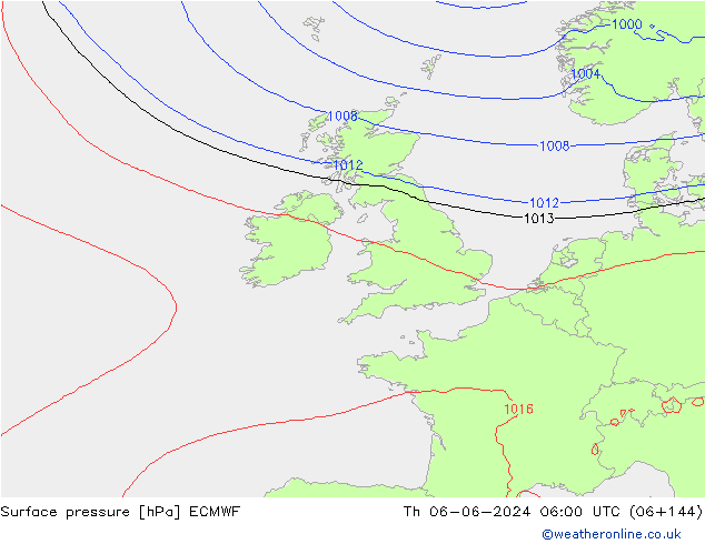 ciśnienie ECMWF czw. 06.06.2024 06 UTC