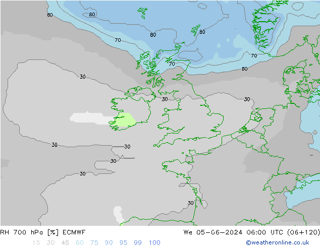 RH 700 hPa ECMWF  05.06.2024 06 UTC