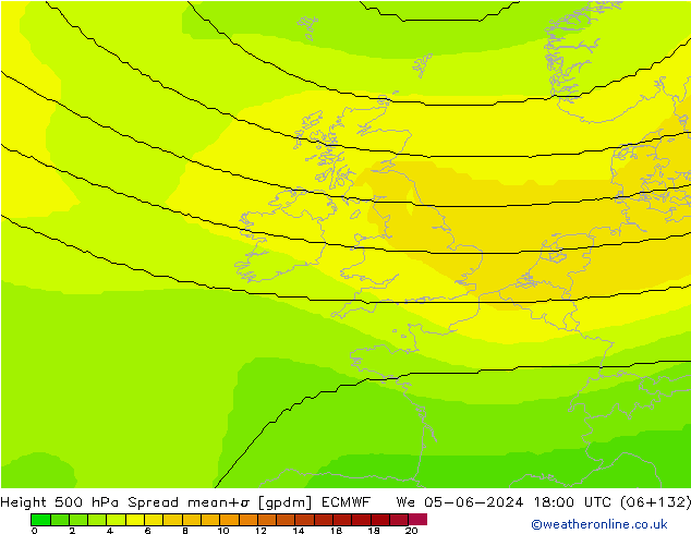 Height 500 hPa Spread ECMWF We 05.06.2024 18 UTC