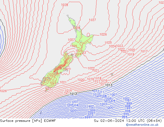 Surface pressure ECMWF Su 02.06.2024 12 UTC