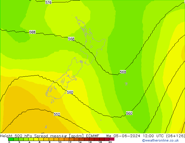 Height 500 hPa Spread ECMWF We 05.06.2024 12 UTC