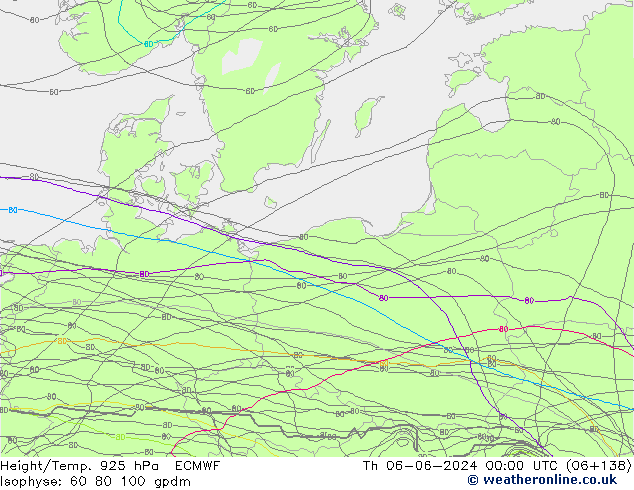 Height/Temp. 925 гПа ECMWF чт 06.06.2024 00 UTC