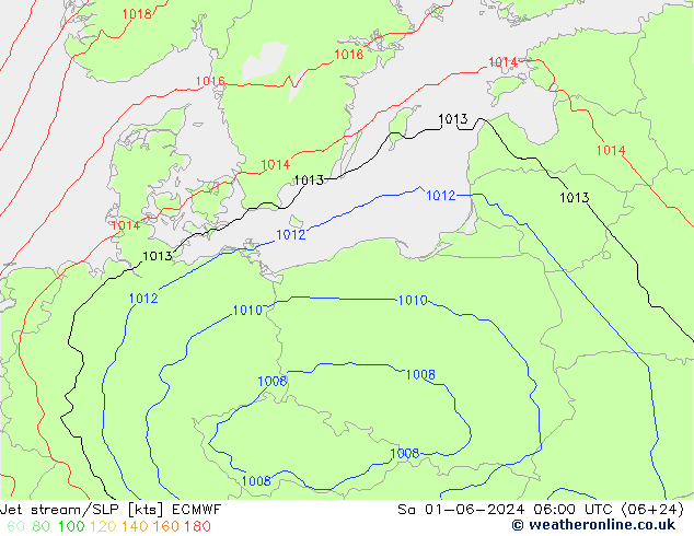 Jet Akımları/SLP ECMWF Cts 01.06.2024 06 UTC