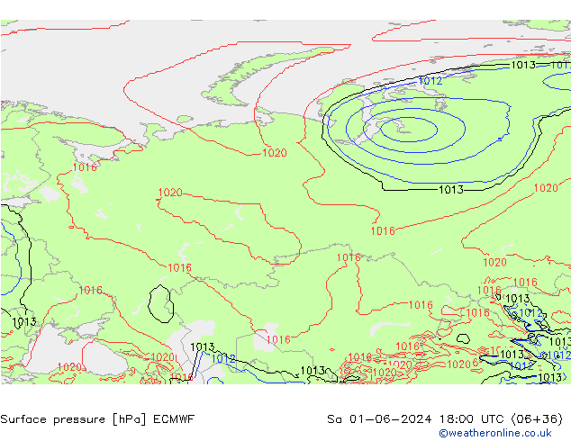 Luchtdruk (Grond) ECMWF za 01.06.2024 18 UTC