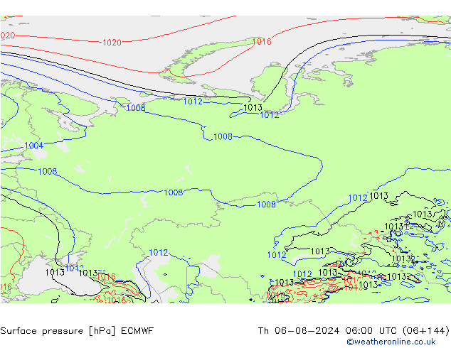 Luchtdruk (Grond) ECMWF do 06.06.2024 06 UTC