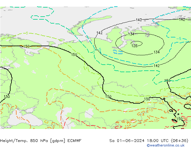 Height/Temp. 850 hPa ECMWF Sa 01.06.2024 18 UTC