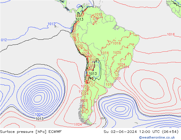 Surface pressure ECMWF Su 02.06.2024 12 UTC